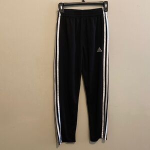Adidas Kids Black Joggers with White Stripes